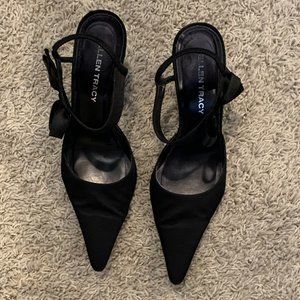 Ellen Tracy Black Fabric Sling Back Women's Dress Heels